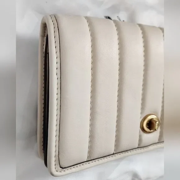 COACH Hayden Foldover QuiltedCrossbody Clutch Bag in Chalk/Cream